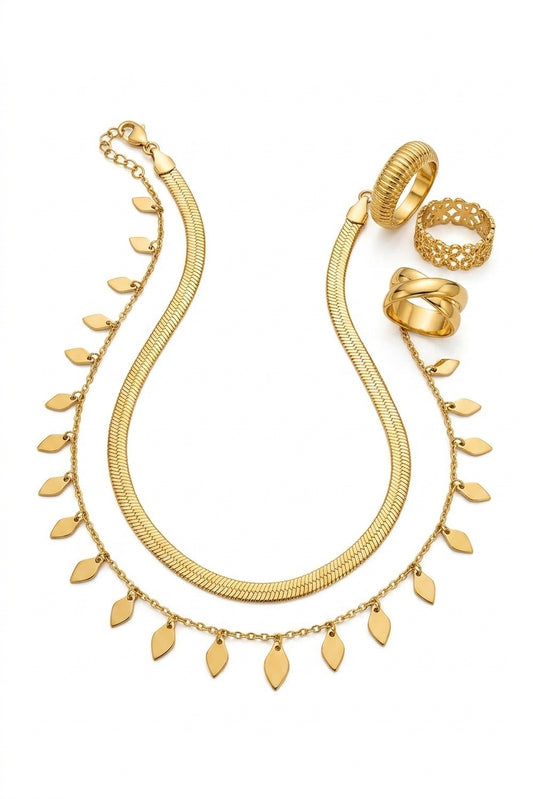 Herringbone Necklace Gold - Professional Studio Photo