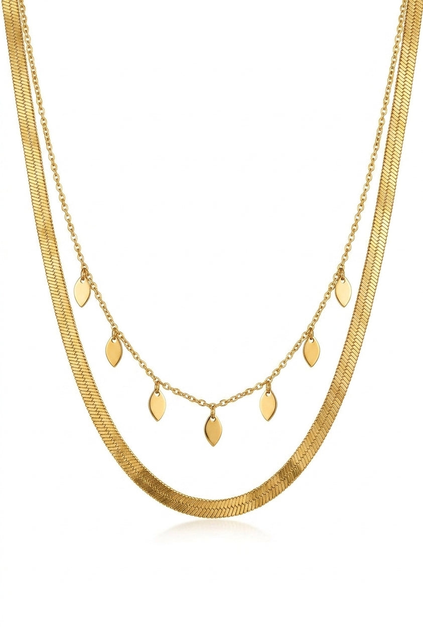 Herringbone Necklace Gold - Enhanced Studio Photo