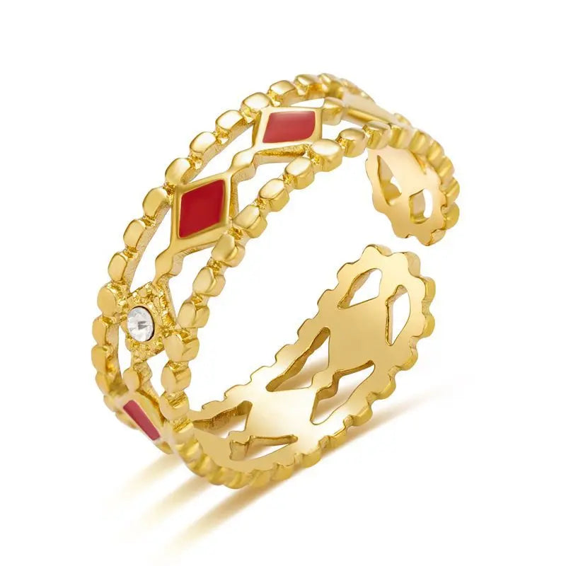 Gold Plated Ring With Enamel - Lady D World