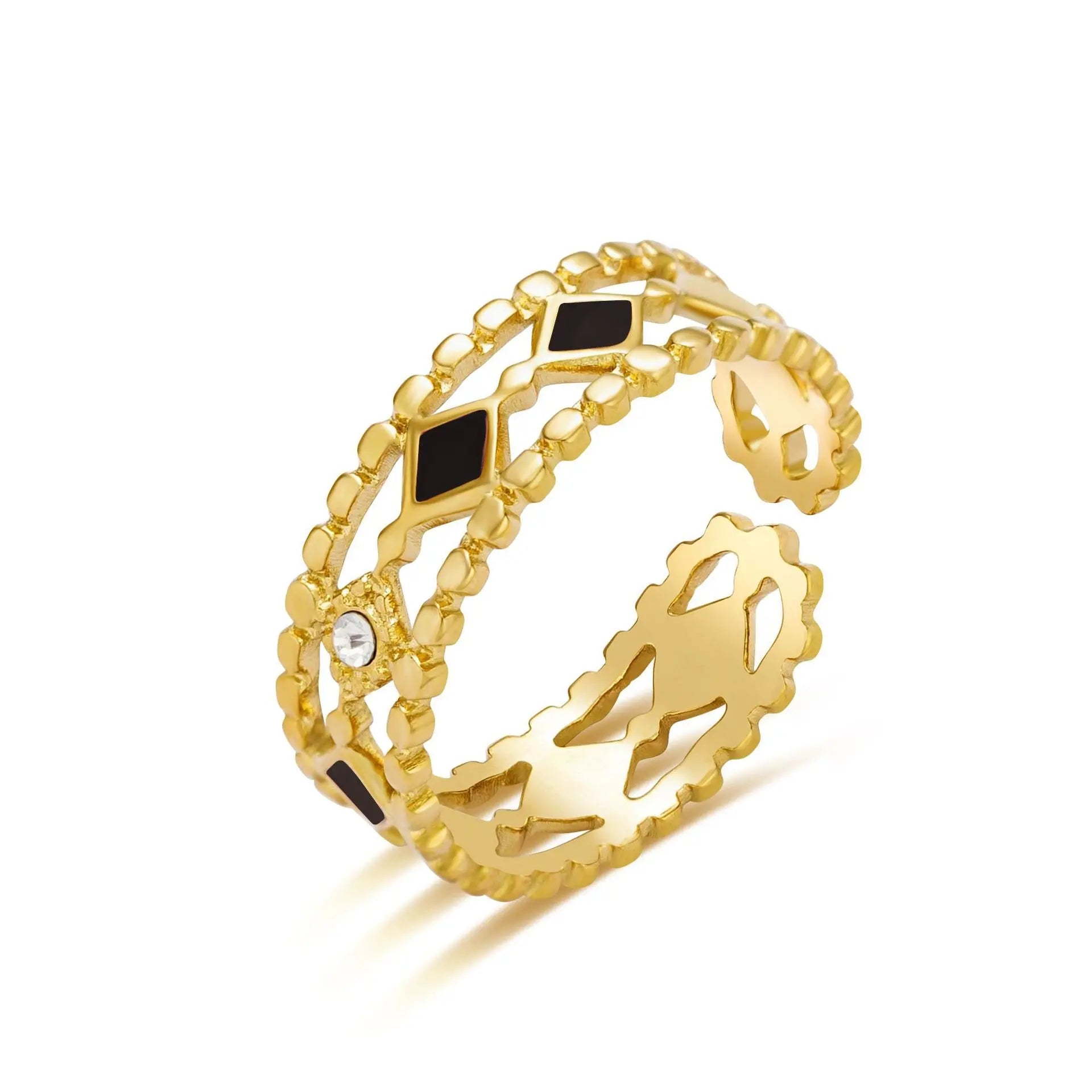 Gold Plated Ring With Enamel - Lady D World