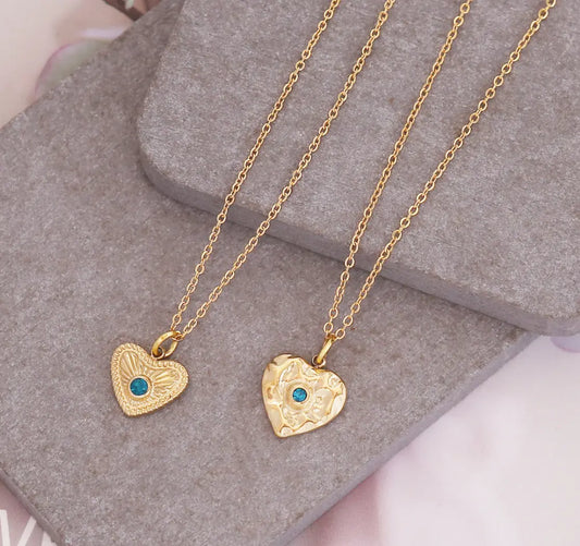 Heart With Stone Necklace - Lady D World