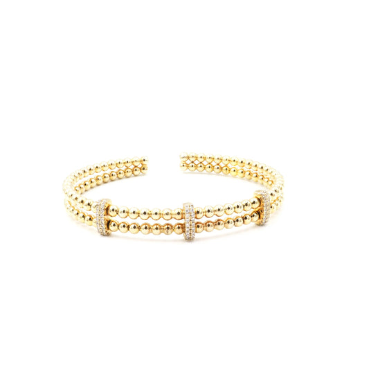 Silver Double Line Gold Plated Cuff - Lady D Jewels