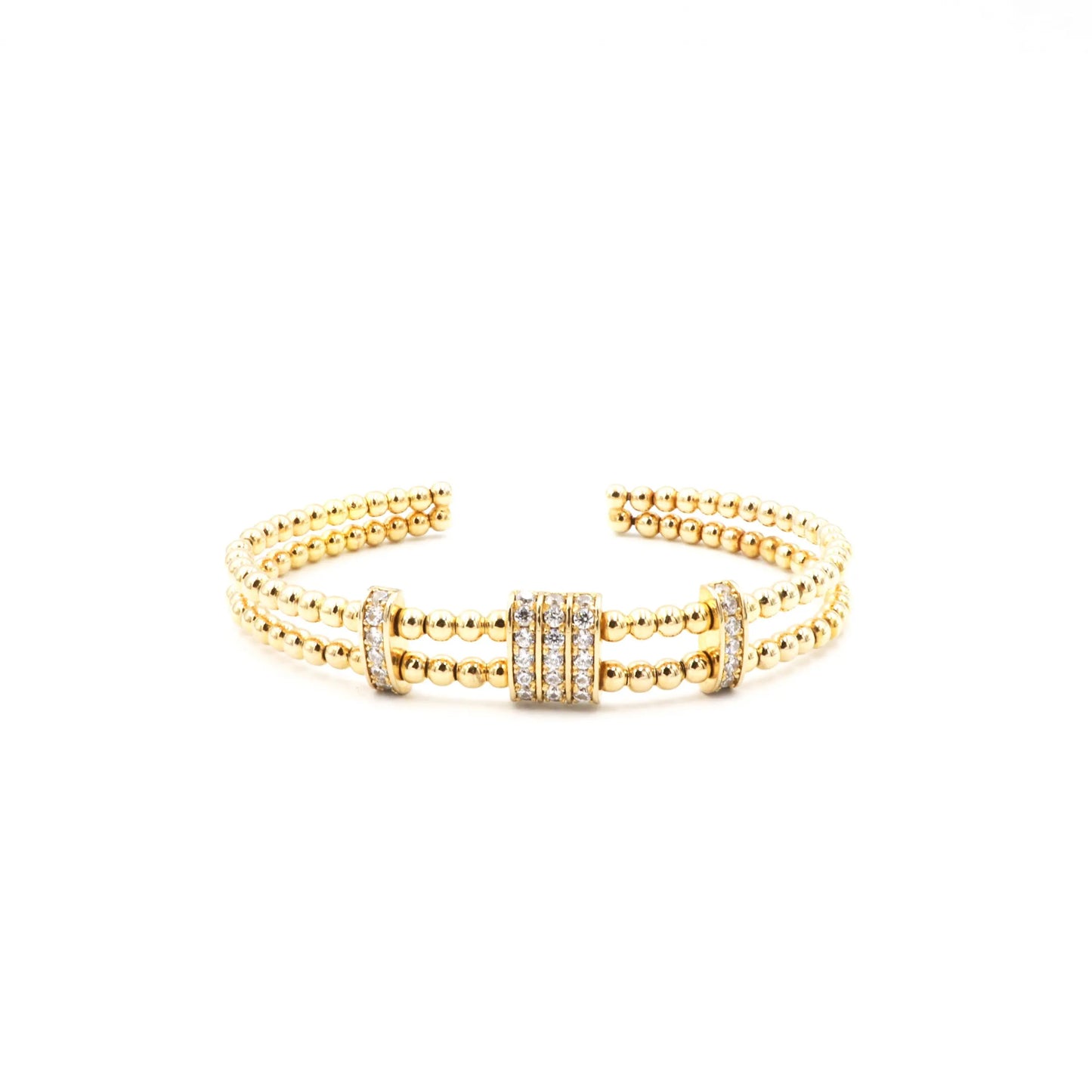 Silver Double Line Gold Plated Cuff - Lady D Jewels