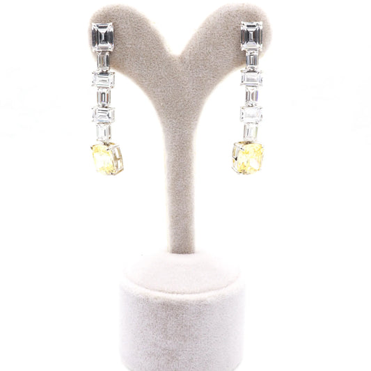 Silver Long Square Cut Earring - Lady D Jewels