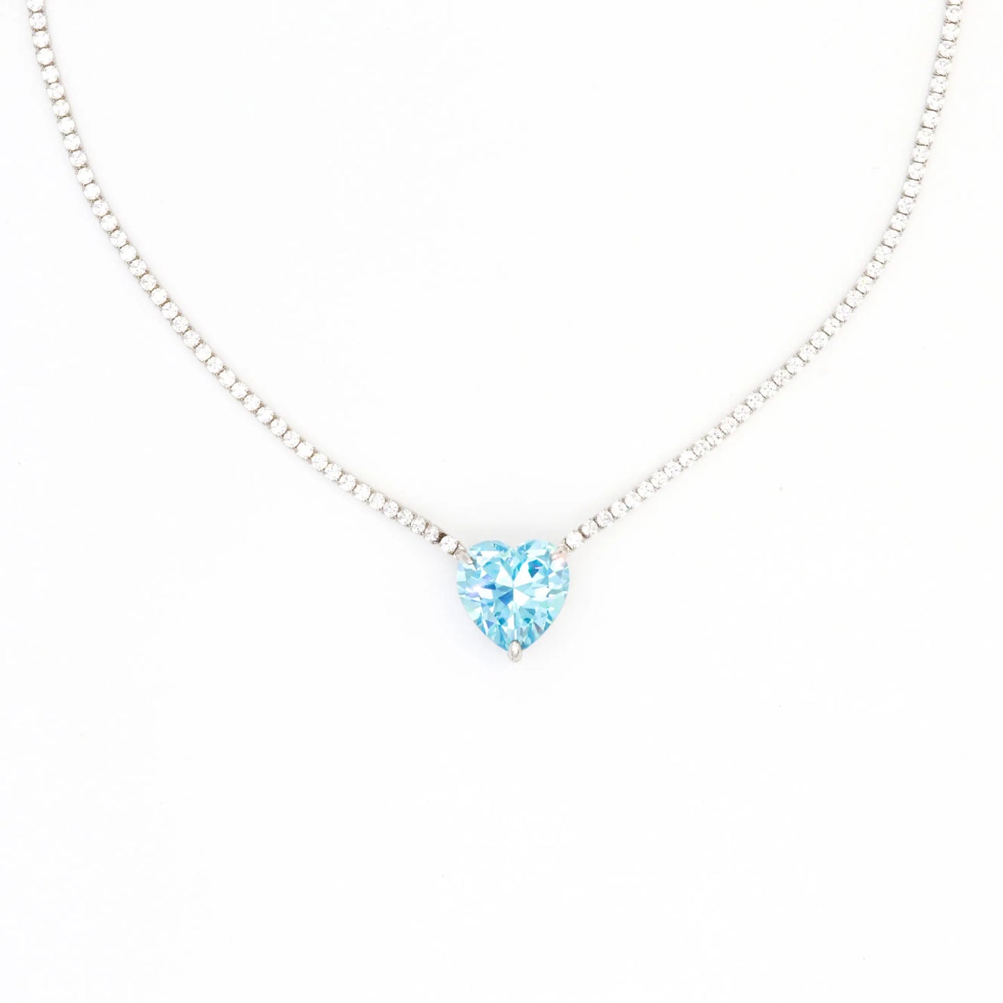 Silver Love Heart Diamond Necklace - Lady D Jewels