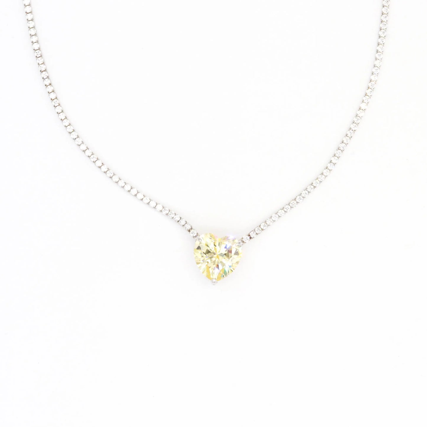 Silver Love Heart Diamond Necklace - Lady D Jewels