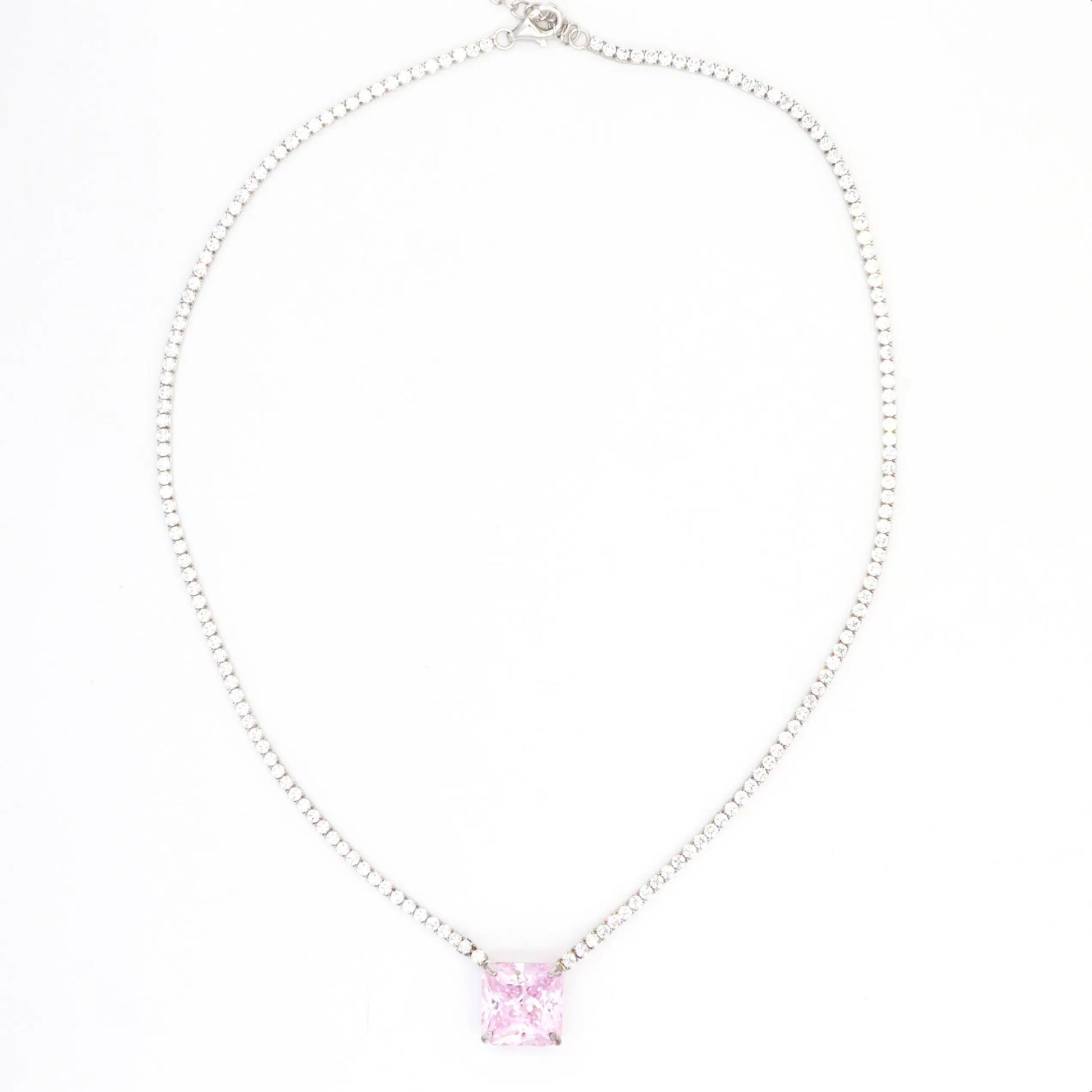 Silver Square Diamond Necklace - Lady D Jewels