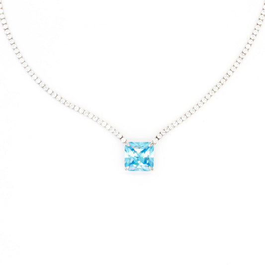 Silver Square Diamond Necklace - Lady D Jewels