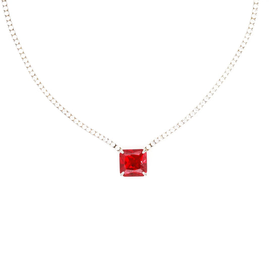 Silver Square Diamond Necklace - Lady D Jewels