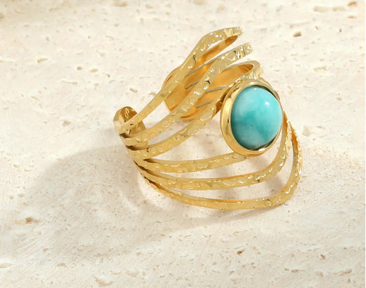 Gold Plated Ring With Stone - Lady D World