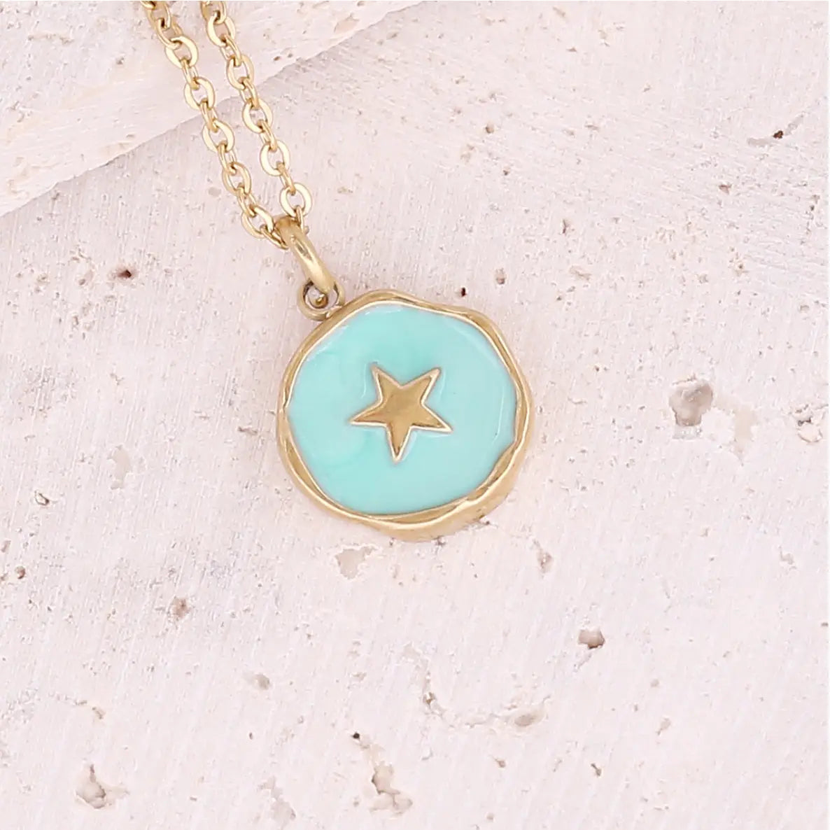 Gold Plated Enamel Star Pendant Necklace - Lady D World